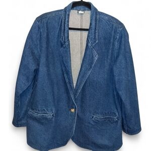 Vintage Hunt Club Denim Blazer Jacket 18W Made in USA 100% Cotton 90s oversized